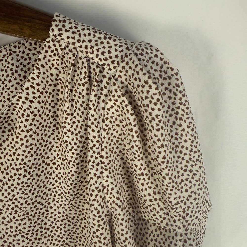 Eliane Rose Cream and Brown Patterned Blouse, work wear, layering - Picture 6 of 11